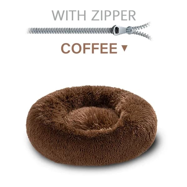 Hundbädd, Mjuk Plysch, Tvättbar,XL-Omkring-80CM, GWLL-Kaffe