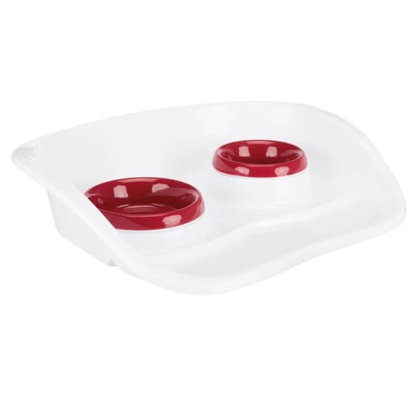 Skålsæt, plast, 0,25 l/ø 9 cm & 0,3 l/ø 11 cm/46 × 11 × 30 cm, hvid/skåle: diverse