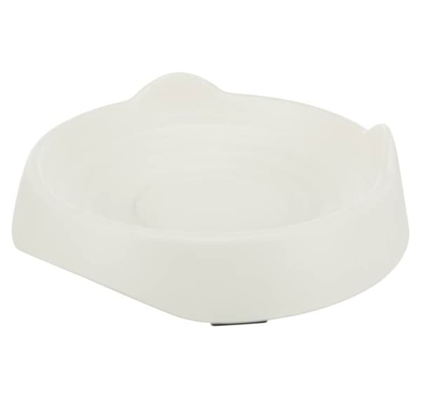 Skål, flad, kattehoved, melamin, 0,25 l/ø 17 cm, hvid