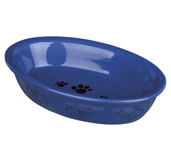 Katteskål, oval, keramik, 0,2 l/15 × 10 cm