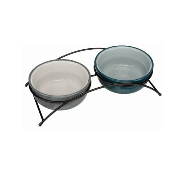 Skåle med bund 2x1,6 l, h.20 cm, benzin/grå