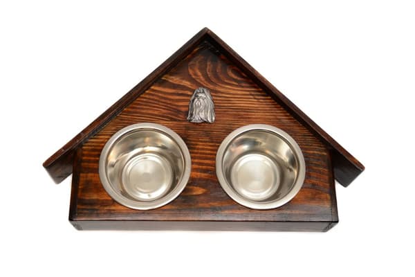 Shih Tzu, Shi tsu, Shi-Tzu, Szi-cu, Szitzu - træstativ med hundeskåle, dekorative hundeskåle, hundeadoptionsgave fra Art-Dog
