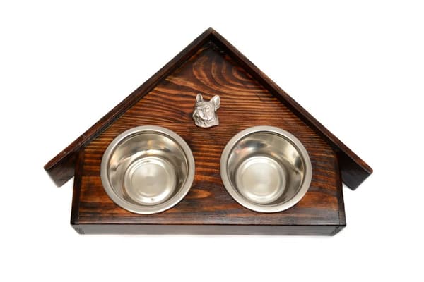 French Bulldog II - træstativ med hundeskåle, dekorative hundeskåle, hundeadoptionsgave fra Art-Dog