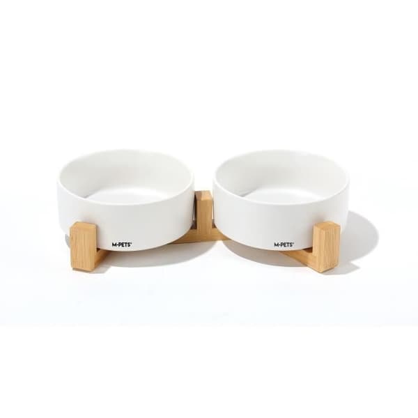Keraamiset kulhot bambutuella 2 x 350 ml - Mpets - OPERA - Valkoinen