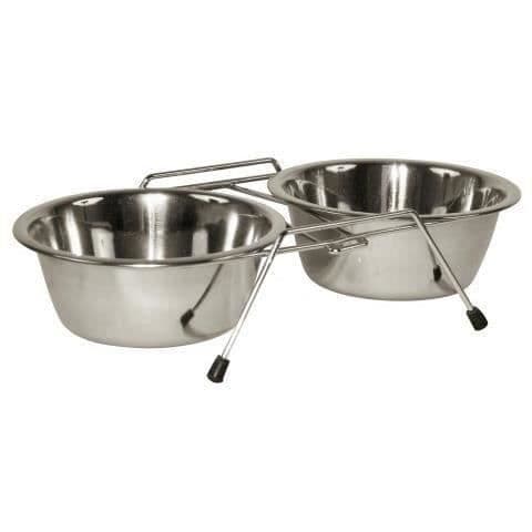 KERBL Dubbel skålhållare 2x900ml - För hundar