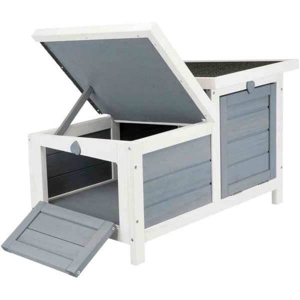 TRIXIE Habitat Natura - 70 x 43 x 45 cm - Med två ingångar - Vit och grå - För kaniner