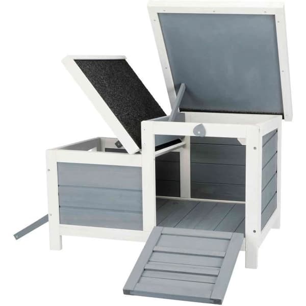 TRIXIE Habitat Natura - 70 x 43 x 45 cm - Med två ingångar - Vit och grå - För kaniner
