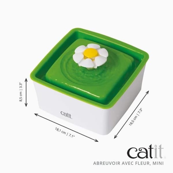 CAT IT Mini waterer med blomma - 1,5 L (50,7 fl oz) - Vitt och grönt - För katter