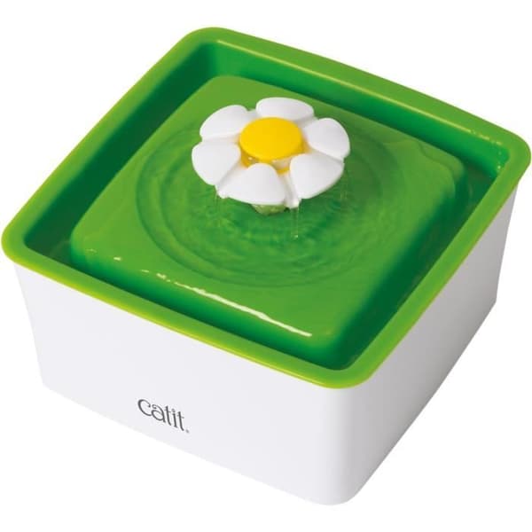 CAT IT Mini waterer med blomma - 1,5 L (50,7 fl oz) - Vitt och grönt - För katter
