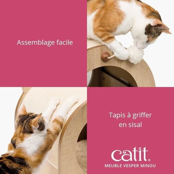 VESPER Minou designmöbler - 36 x 36,5 x 40,5 cm - Ljusbrun - För katter