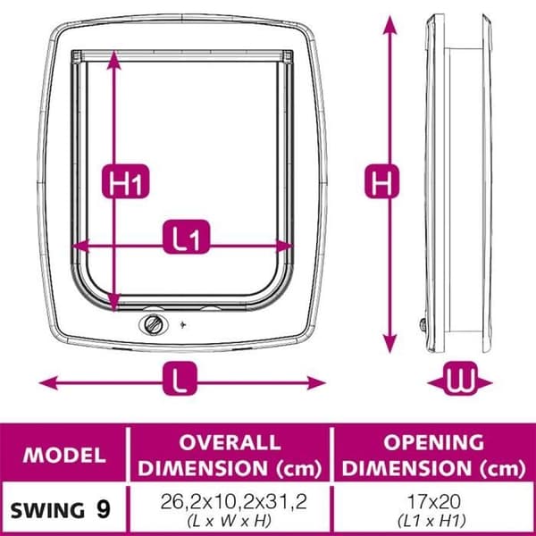 FERPLAST Swing Plastic Chatiere - 26,2 x 10,2 x 31,2 cm - Brun - För stora katter och små hundar