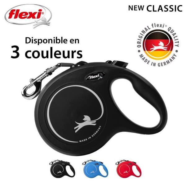 FLEXI Ny klassisk snörrem - L: 8 m - Svart - För hundar