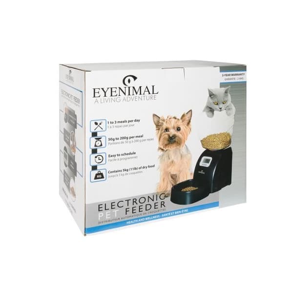 EYENIMAL Automatisk kibble dispenser 45x20x47 cm - Svart - För katter och små hundar