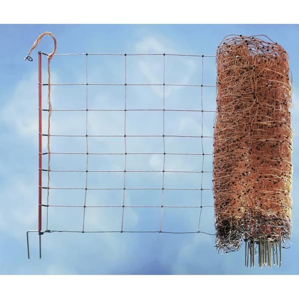 KERBL Fårnät - Elektrifierbart ovinet - 14 stolpar - Höjd 90cm - Längd 50m