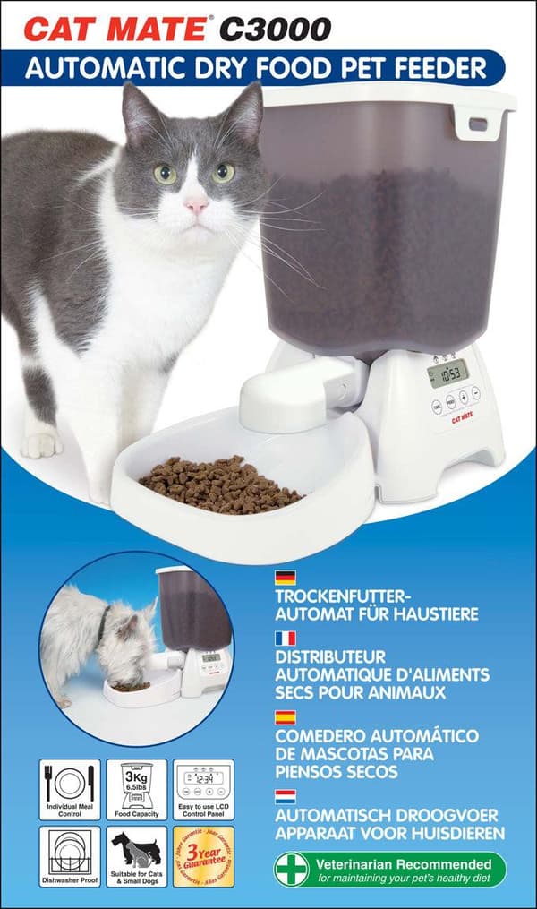 Cat Mate Automatisk Flermålsmatare För Torrfoder För Husdjur Med Digital Timer (C3000)