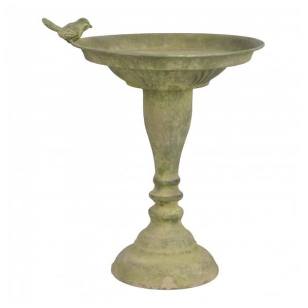 Utematare - Fågelbad - Åldrad metall - D 23,9 cm - H 34 cm - Grön