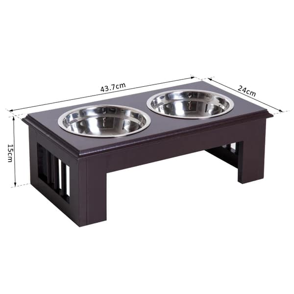 Rootz Pet Feeder - Stainless Steel Pet Feeder - Durable Pet Feeding Dish - Modern Pet Food Bowl - Pet Dining - Brown Finish - 43.7l X 24w X 15h Cm