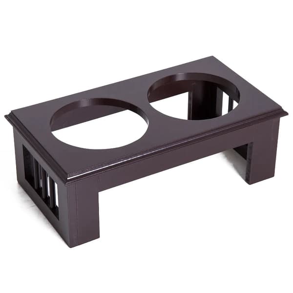 Rootz Pet Feeder - Stainless Steel Pet Feeder - Durable Pet Feeding Dish - Modern Pet Food Bowl - Pet Dining - Brown Finish - 43.7l X 24w X 15h Cm
