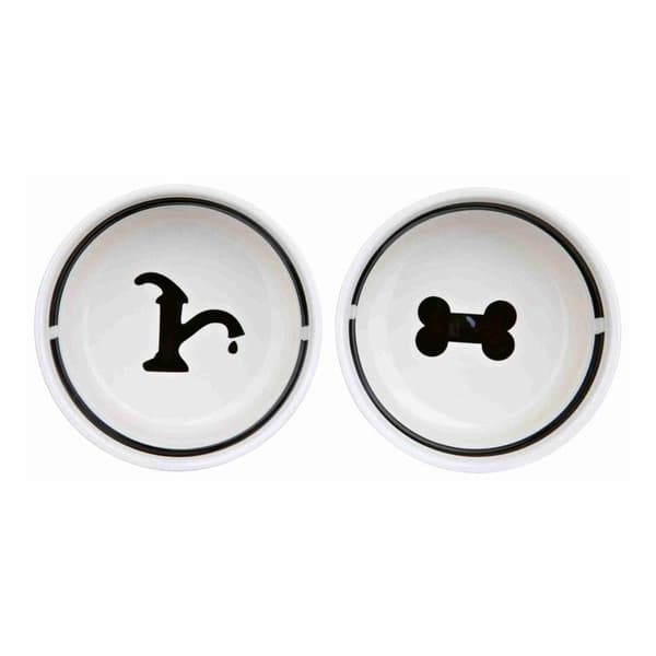 Trixie Schüssel Set Hvid,Sort 2 × 2.6 L