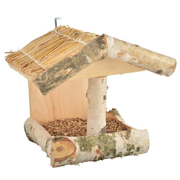 Fågelmatare - Esschert Design - Björkträ - Halmtak - Utomhus