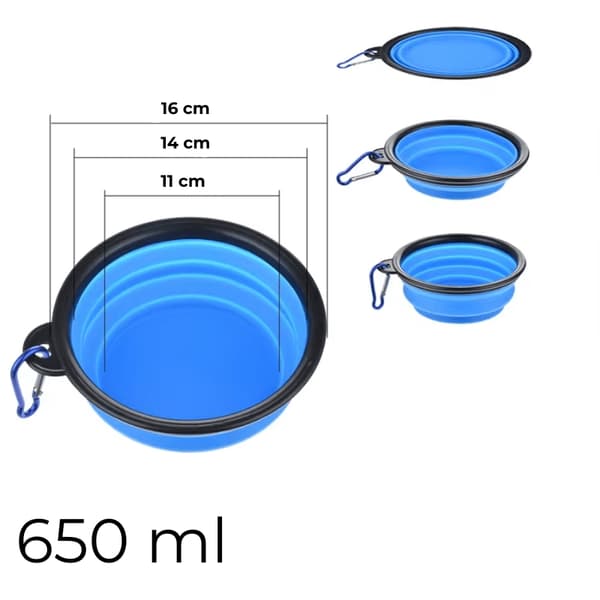 Koiran kulho - kokoontaitettava ja kannettava 650 ml valkoinen