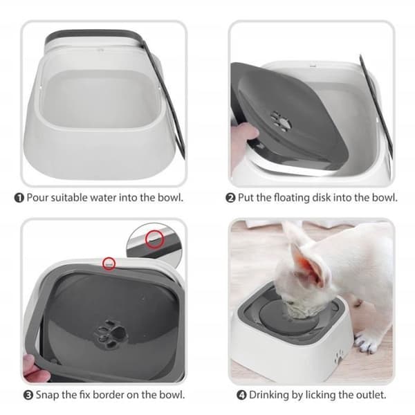 Automatisk översvämningssäker hundskål Bärande flytande bil Anti-Wet Mouth Bowl-CHE