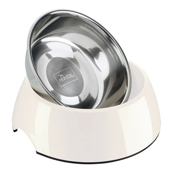 Hundmatare Hunter Melamin Rostfritt stål Vit 350 ml (18,5 x 18,5 x 9,5 cm)