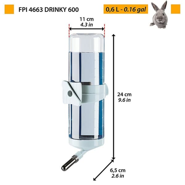 Lemmikin ruokinta-astia Ferplast Fpi 4663 Drinky 600 Harmaa Ruostumaton teräs 600 ml