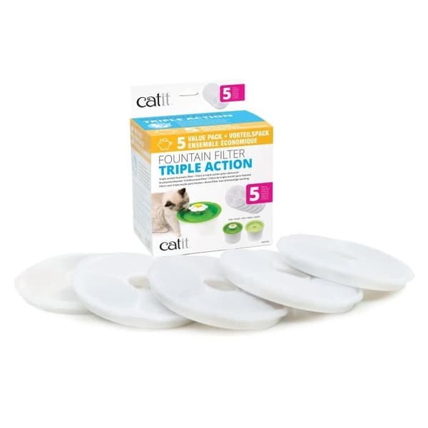 CAT IT-paket med 5 trippelverkande vattenfilter - vit - för katter