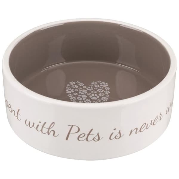 TRIXIE Pet's Home Keramikskål - 0,8 L - Ø 16 cm - Kräm och Taupe - För hundar