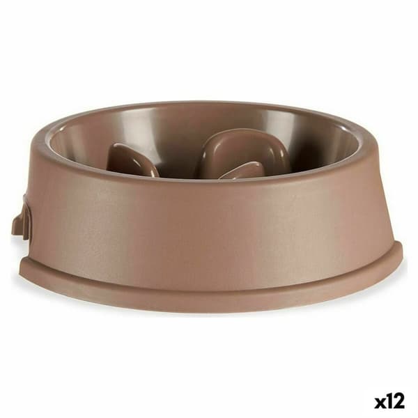Långsam äta matskål för husdjur Beige Plast (27 x 7,5 x 27 cm) (12 antal)