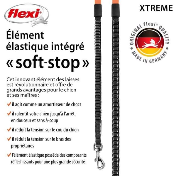 TRIXIE flexi XTREME bandkoppel - Storlek L - 8m - Svart och orange