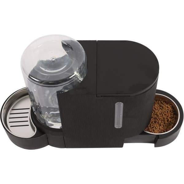 M.PETS DUPLO foder- och vattendispenser 1,3kg/3L - 40x16,2x29,1 cm - Svart