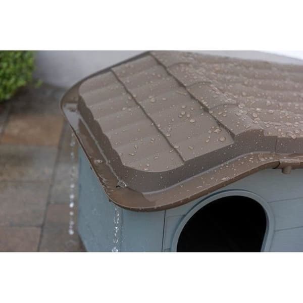 KERBL Utomhus plast kennel för katter eller hundar Storlek M - 75 x 59 x 55 cm - Grå och brun -