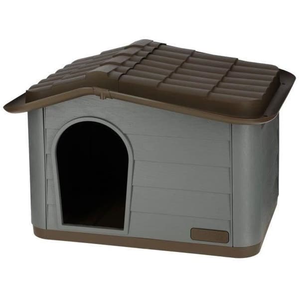 KERBL Utomhus plast kennel för katter eller hundar Storlek M - 75 x 59 x 55 cm - Grå och brun -
