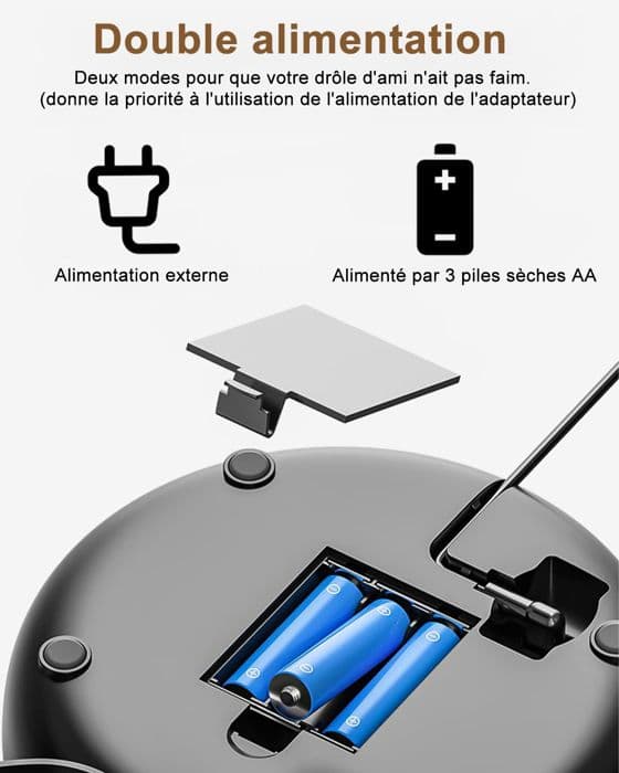 Automatisk kattmatsdispenser - Kattmatsdispenser med programmerbar timer - stor kapacitet 4L-svart