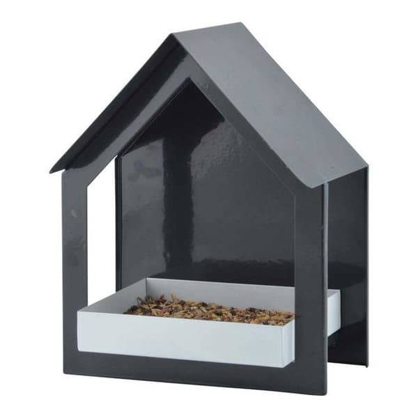 Foderautomat - Ej specificerat - Nutida - Grå och vit metall - 19x12x23 cm - Utomhus