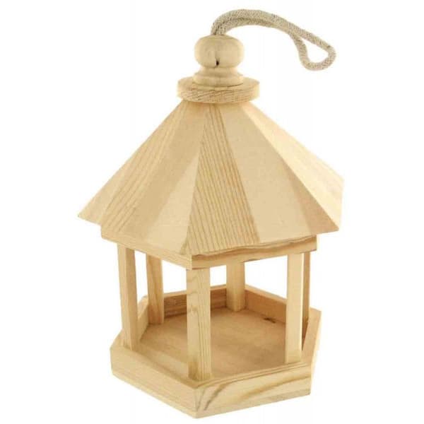 Fågelmatare i trä för att dekorera - Ø 15 cm x h 21 cm.