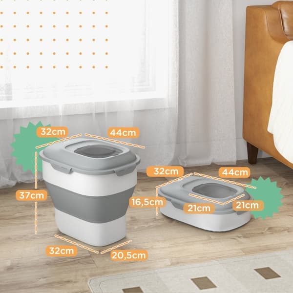 Rootz Hundemadsbeholder - Holder til foder til kæledyr - Lufttæt forsegling - 25L/5L - ​​Foldbart design - Hjul - Tørremiddel - 44cm x 32cm x 37cm