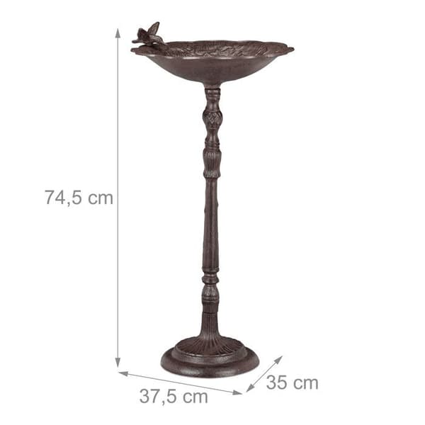 Dekorativ fågelbad - Relaxdays - Gjort av gjutjärn - Antik design - Vädertålig - 74,5 cm