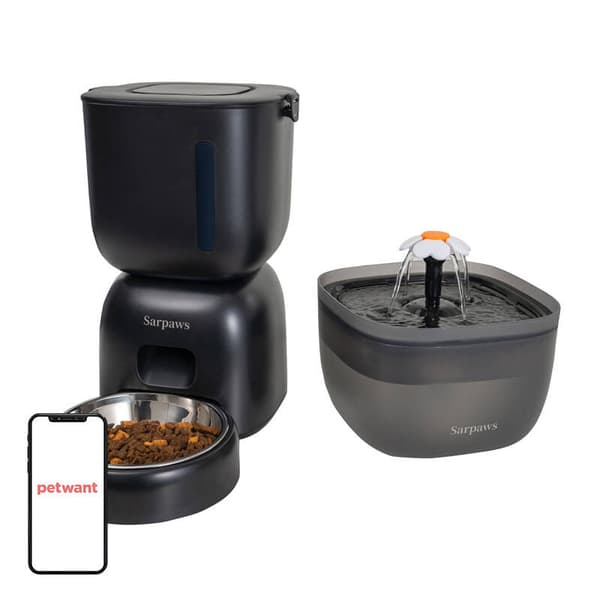 Automatisk fôrautomat + drikkebeholder Petwant FW1-L(BAS)