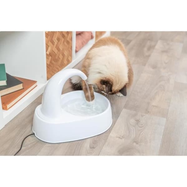 TRIXIE Curved Stream dricksfontän - Plast - 2,5L - 25 × 24,5 × 35 cm - Vit