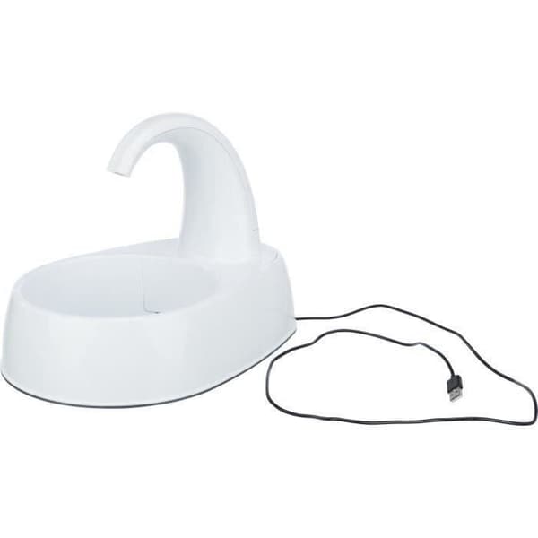 TRIXIE Curved Stream dricksfontän - Plast - 2,5L - 25 × 24,5 × 35 cm - Vit