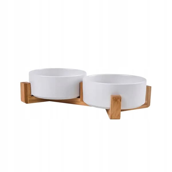DOBBELT KERAMISK HUNDEKATTESKÅL 2 x 400ml