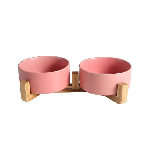 DOBBELT KERAMISK HUNDEKATTESKÅL 2 x 400ml