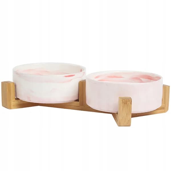 DOBBELT KERAMISK HUNDEKATTESKÅL 2 x 400ml