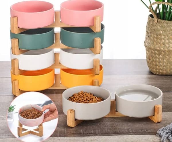 KERAMISK SKÅL TIL HUNDE OG KAT DOBBELT 2 x 850ml
