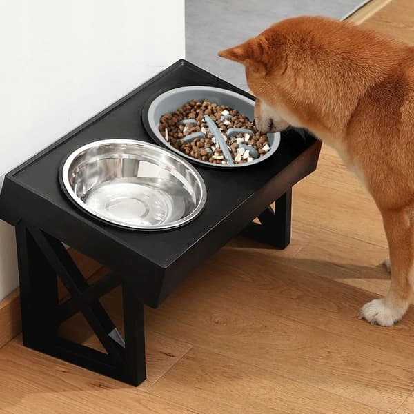 DUBBEL HUNDSKÅL, JUSTERBAR HÖJD, SLOW-DOWN STÄLL, METALL