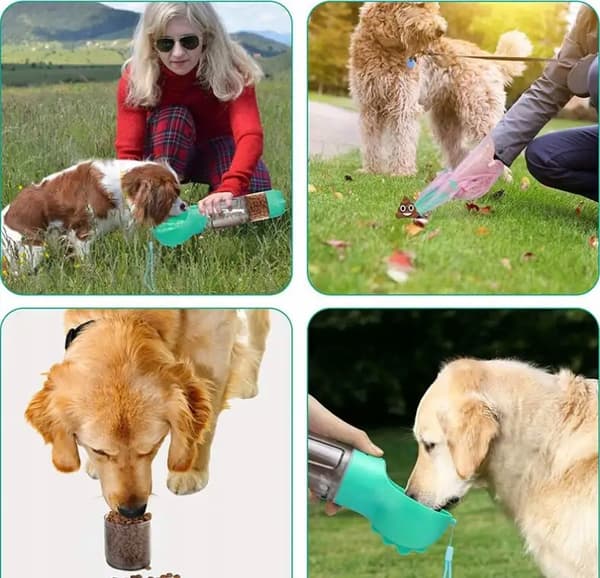 HUNDFLASKA VATTENFLASKA MED SKÅL FÖR VATTENMAT