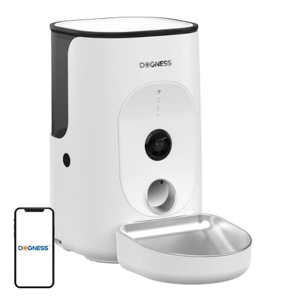 Dogness F15 WiFi 4L smart matdispenser med kamera med beholder i rustfritt stål (hvit)